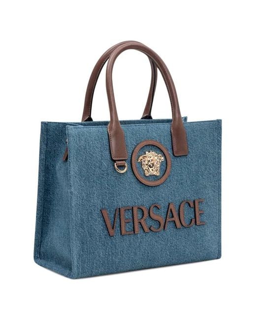 Versace Blue Medusa Head Tote Bag