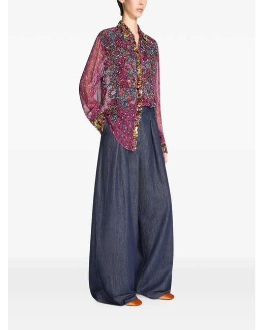Dries Van Noten Purple Embroidered Shirt