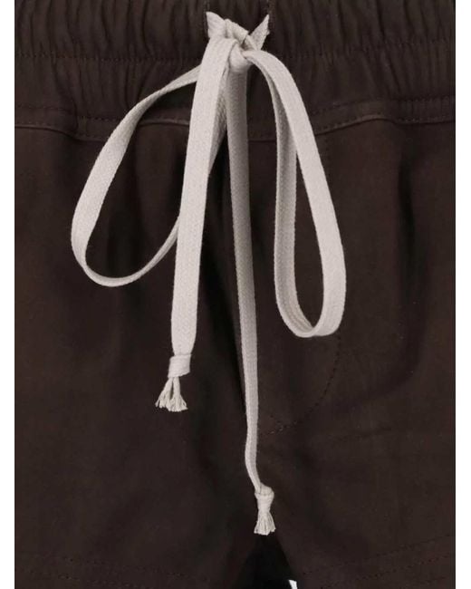 Rick Owens Black Leather Shorts