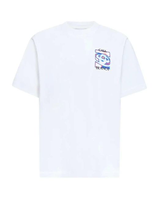 Casablanca White Heat Map Logo Crew-Neck T-Shirt for men
