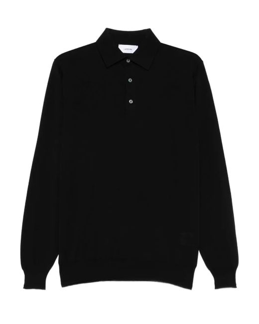 Lardini Black Long-Sleeved Wool Polo for men
