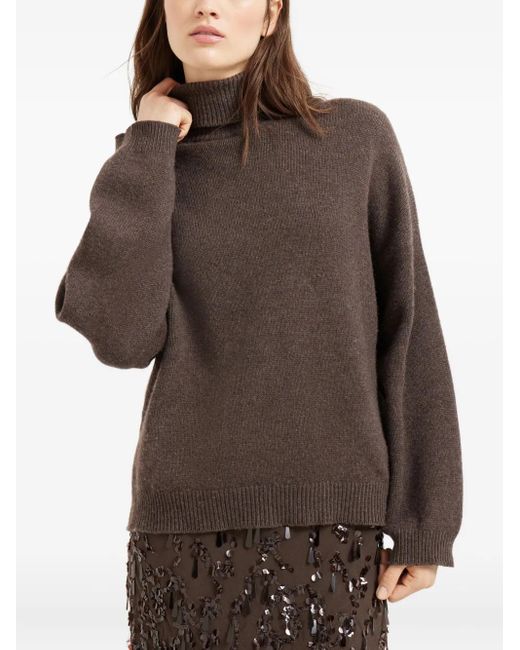 Brunello Cucinelli Brown Cashmere Turtleneck Sweater