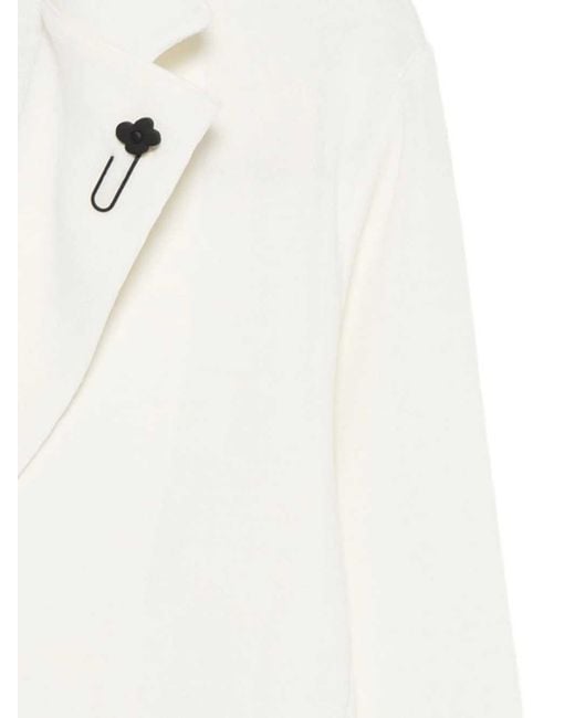 Lardini White Jacket With Floral Brooch for men