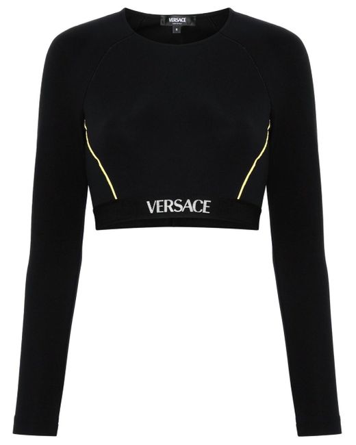 Top Sportivo Con Banda Logo di Versace in Black