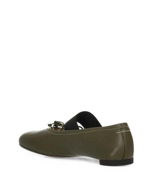 MM6 by Maison Margiela Green Anatomic Ballet Flats With Numeric Logo