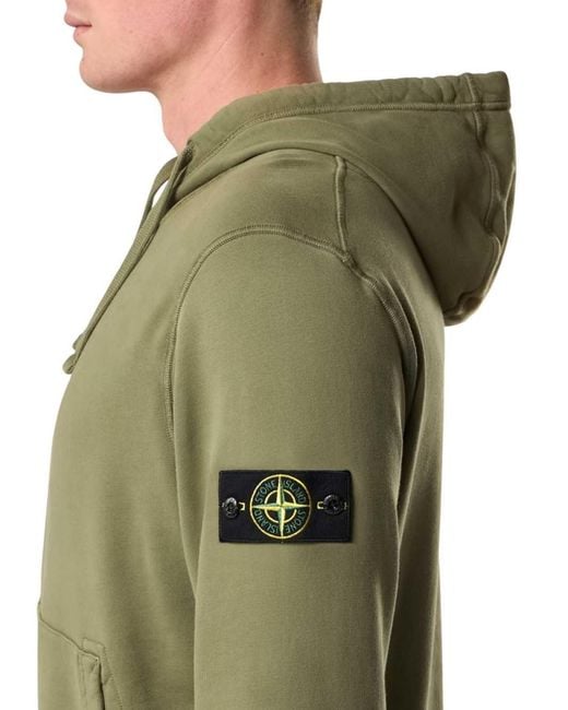 Stone Island Green Logo-Patch Hoodie for men