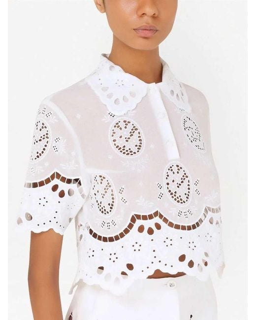 Dolce & Gabbana White Embroidered Polo Shirt