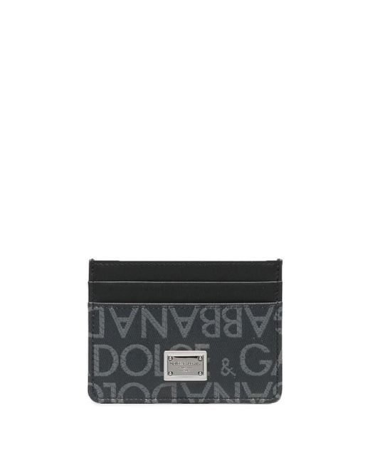 Dolce & Gabbana Black Jacquard Card Holder With Logo for men