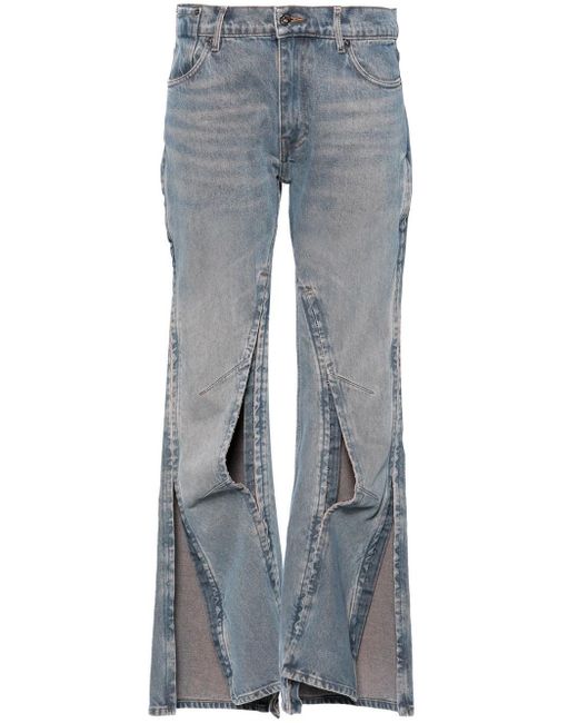 Y. Project Blue Hook And Eye Low-Waisted Flared Jeans