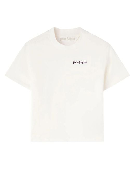 T-Shirt Con Ricamo di Palm Angels in White