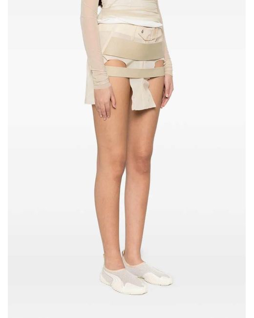 Rick Owens Natural Skirt With Layered Straps And Temple Cutout