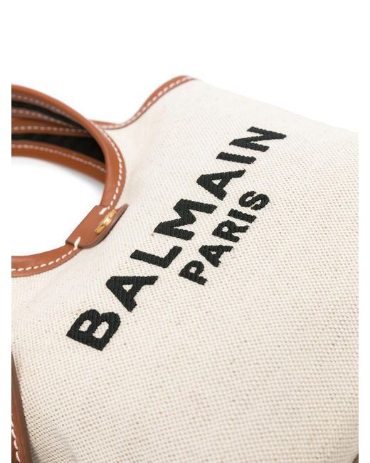 Balmain Natural B-Army Canvas Mini Tote Bag