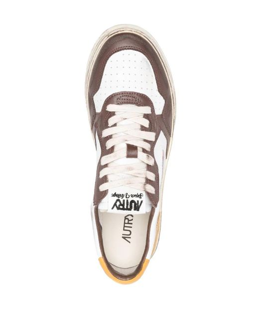 Autry Brown Super Vintage Sneakers With Colour-Block Design for men