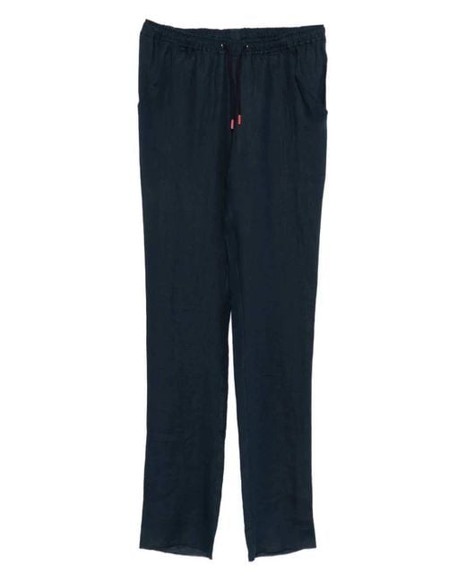 Kiton Blue Drawstring Waist Pants for men