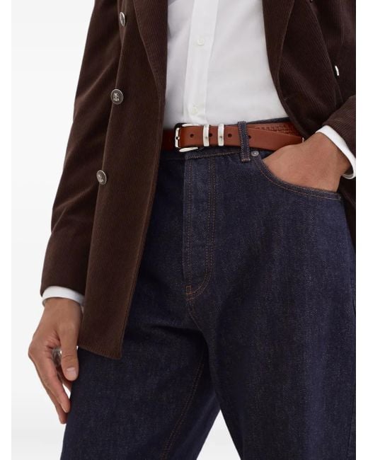 Brunello Cucinelli Blue Jeans With Embroidery for men