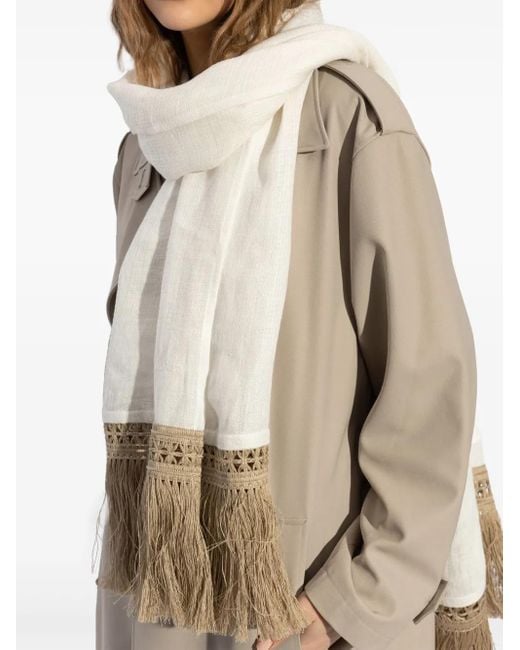 Max Mara Linen Scarf Grammo in Natural | Lyst