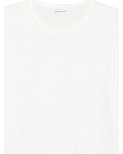 Dries Van Noten White Perforated T-Shirt for men