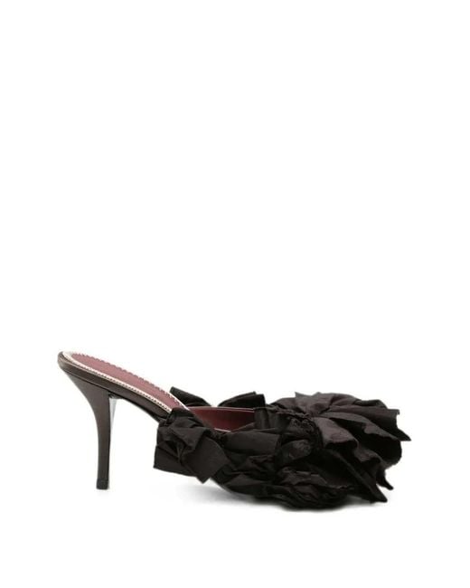 Magda Butrym Black Sandals With Floral Appliqués