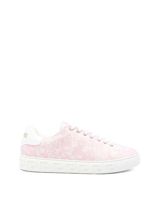 Versace Pink Low-Top Sneakers With Baroque Pattern