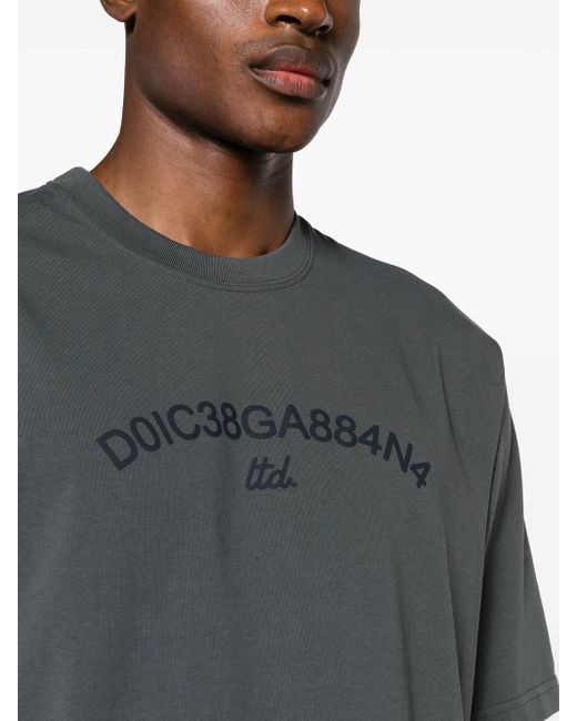 | T-shirt con stampa logo a maniche corte in cotone | male | GRIGIO | 46 di Dolce & Gabbana in Gray da Uomo