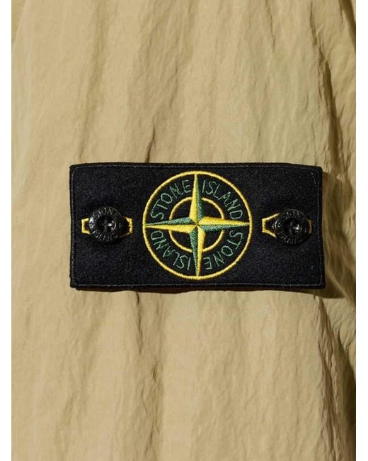 Stone Island Natural Hooded Jacket With Brand Logo Patch for men