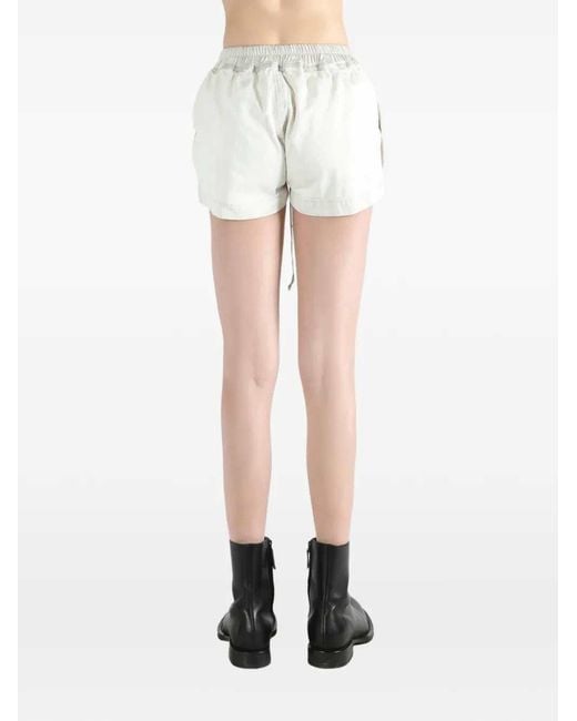 Rick Owens White Mist-Colored Drawstring Shorts