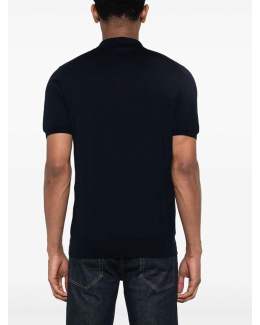 Kiton Black Fine Knit Polo Shirt for men