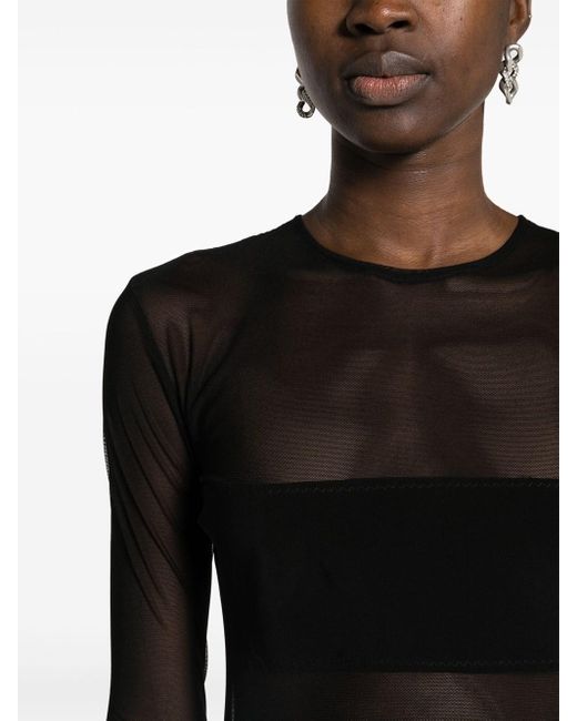 Norma Kamali Black Semi-Transparent Dash Dash Short Dress