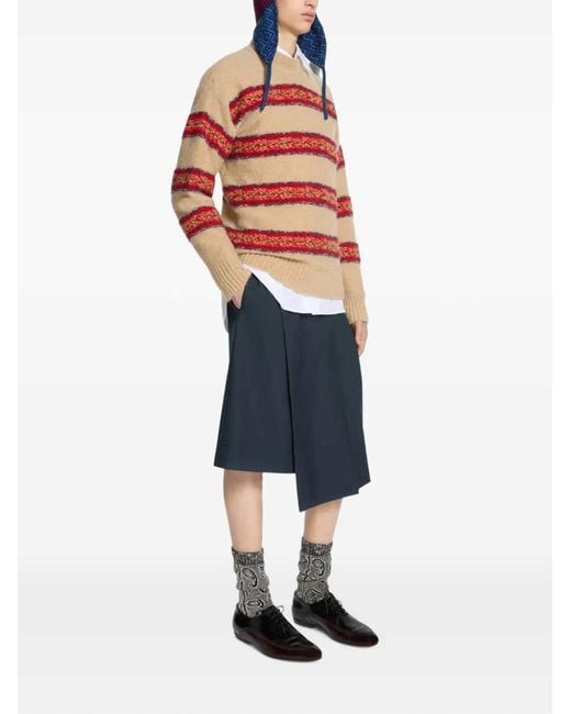 Dries Van Noten Red Jacquard Wool Sweater for men