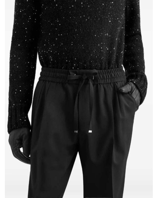 Dolce & Gabbana Black Dolce & Gabbana Wool Gabardine Jogging Trousers for men