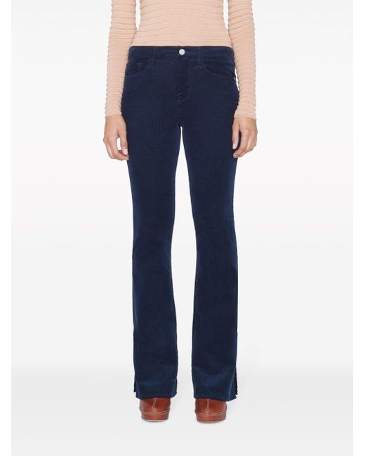FRAME Blue Mid-Rise Flared Jeans