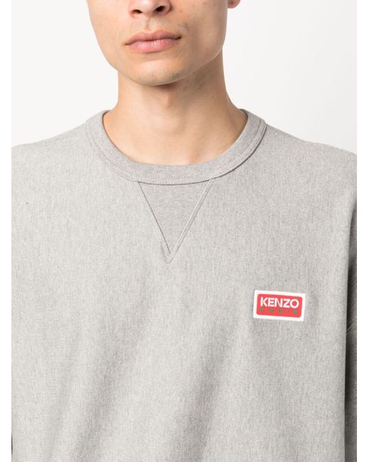 KENZO Gray Sweatshirt With Logo Application for men