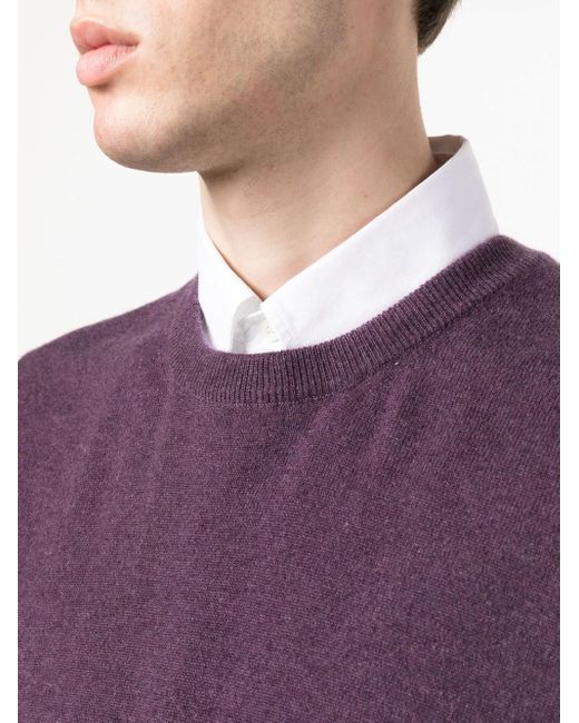 Maglione Girocollo di Brunello Cucinelli in Purple da Uomo