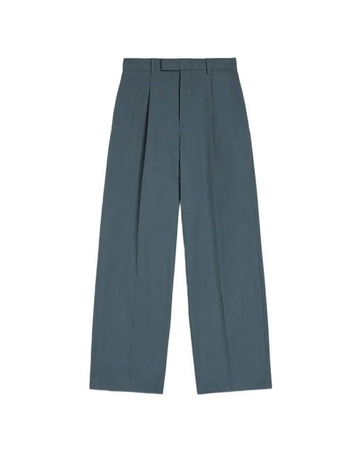 Jil Sander Blue Pleated Wide-Leg Pants for men