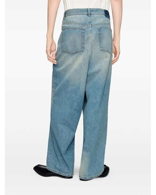 Maison Margiela Blue Faded Wrap-Style Jeans for men