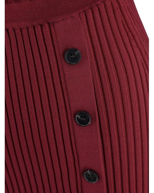 Self-Portrait Red Viscose Midi Dress