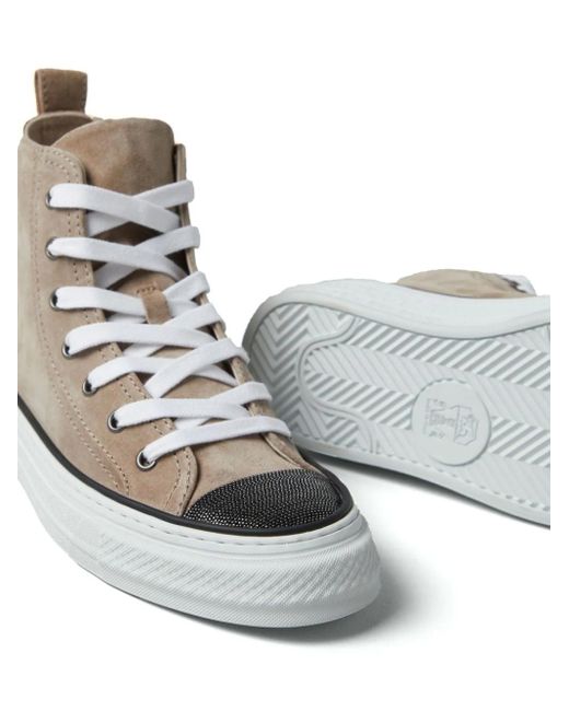 Brunello Cucinelli Brown Lace-Up Sneakers With Panels