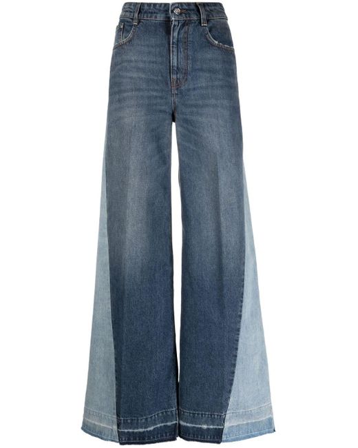 Stella McCartney Blue Double-tone Wide-leg Jeans