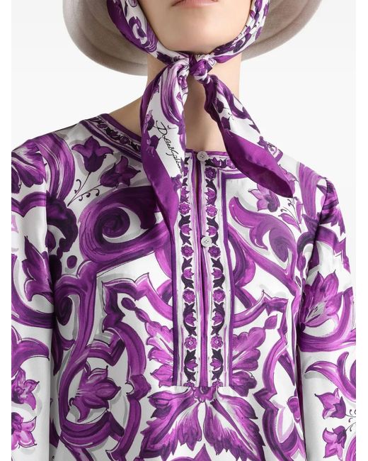 Dolce & Gabbana Purple Silk Dress