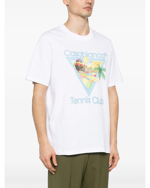 Casablancabrand White T-Shirt With Graphic Print for men