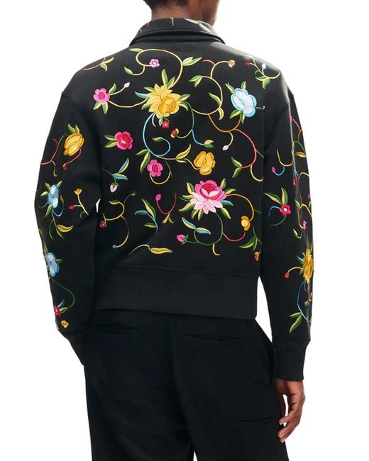 KENZO Black Wildflower' Embroidered Half-Zip Cotton Sweatshirt for men
