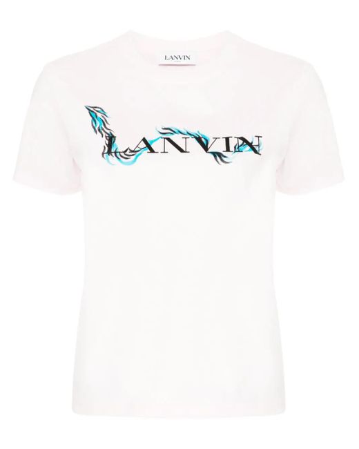 Lanvin White Cotton T-Shirt With Logo Print