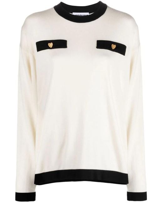 Moschino White Two-Tone Sweater