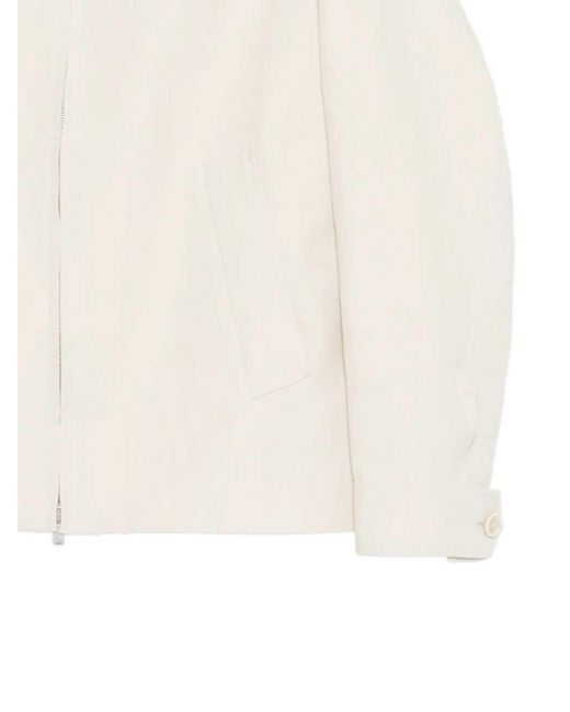Lardini White Linen Jacket With Zipper for men