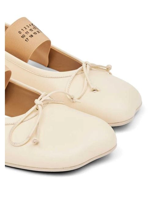 MM6 by Maison Margiela Natural Anatomic Ballet Flats With Numerical Graphic