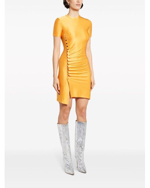 Rabanne Yellow Short-Sleeved Minidress With Stud Detail