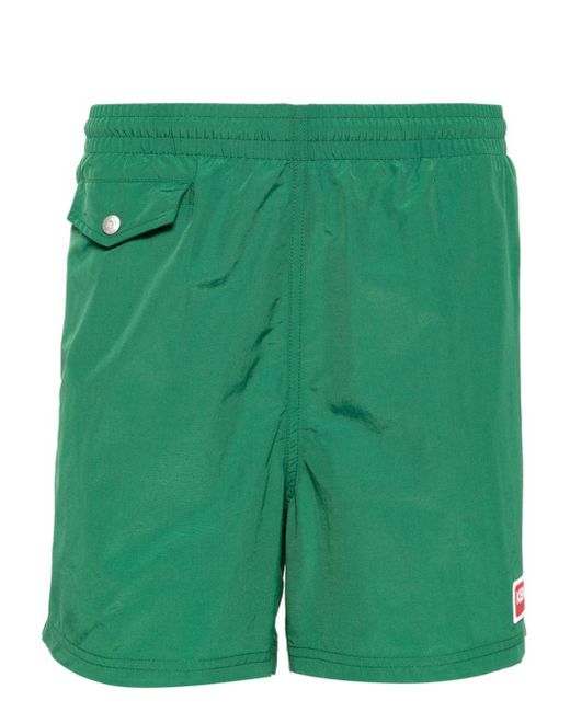 KENZO Green Logo Swim Shorts for men
