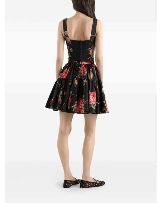 Dolce & Gabbana Black Cotton Skirt With Iconic Print