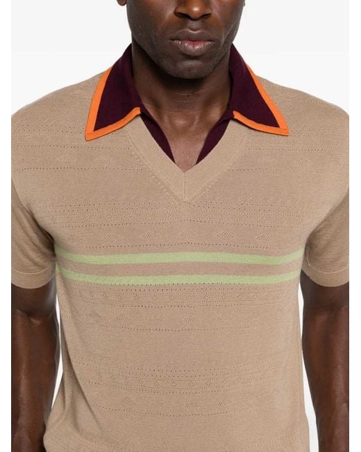 Dries Van Noten Brown Striped Polo for men