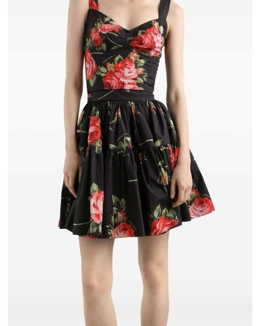 Dolce & Gabbana Black Cotton Skirt With Iconic Print
